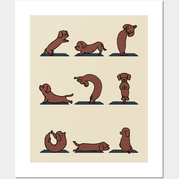 Dachshund yoga Wall Art by huebucket